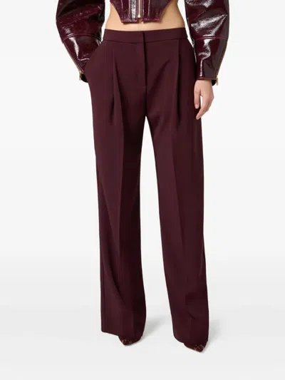 Elisabetta Franchi Trousers With Front Pleats And Belt Loops In Red