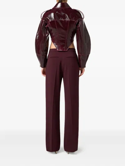 Elisabetta Franchi Trousers With Front Pleats And Belt Loops In Red
