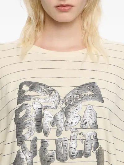 Bimba Y Lola Logo-print Striped T-shirt In Blue