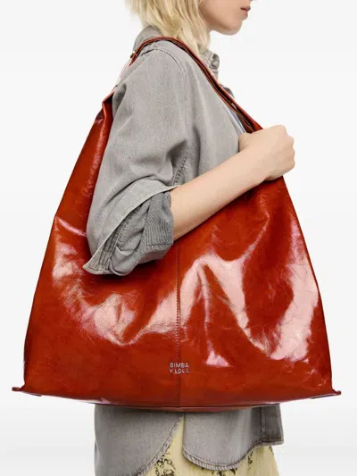 Bimba Y Lola Leather Maxi Bikini Paper Bag In Red