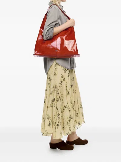 Bimba Y Lola Leather Maxi Bikini Paper Bag In Red