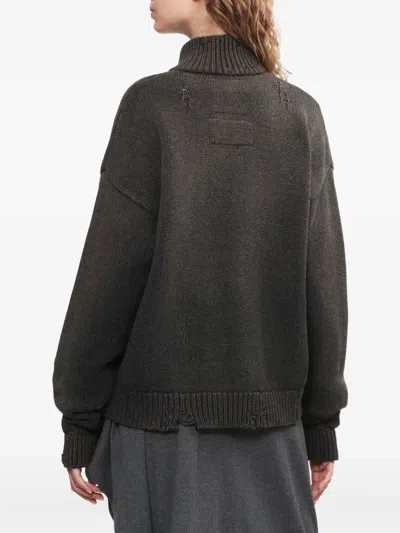 Miharayasuhiro Cat-face Distressed Zip-up Cardigan In Black