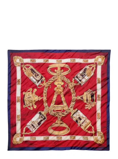 Balenciaga Jacquard-pattern Logo Scarf In Red