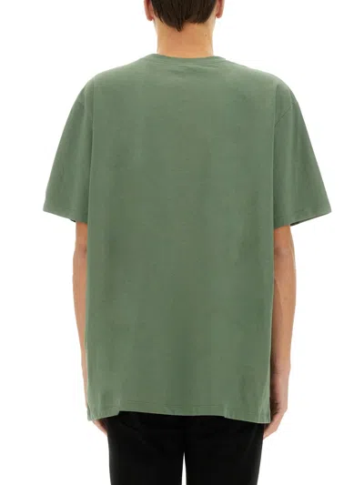Balmain Men T-shirt With Logo In Green