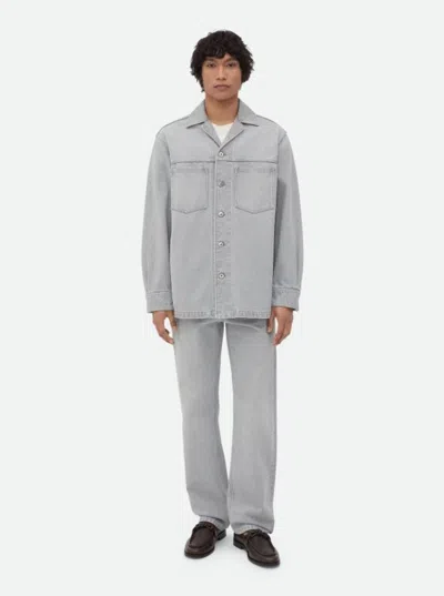 Bottega Veneta Light Grey Washed Denim Shirt In Multicolor