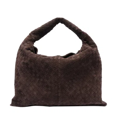 Bottega Veneta Hop Large Shoulder Bag Fondant In Suede In Brown