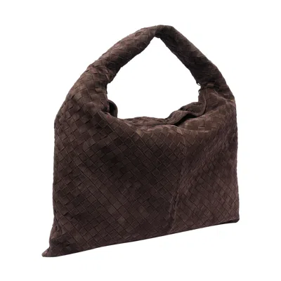 Bottega Veneta Hop Large Shoulder Bag Fondant In Suede In Brown