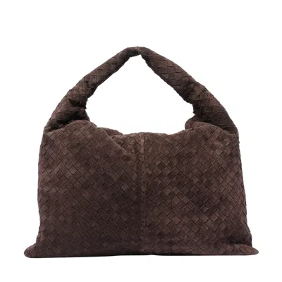 Bottega Veneta Hop Large Shoulder Bag Fondant In Suede In Brown