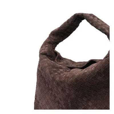 Bottega Veneta Hop Large Shoulder Bag Fondant In Suede In Brown