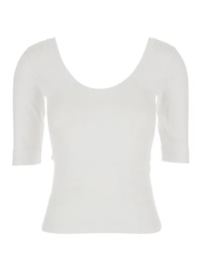 Brunello Cucinelli Ribbed Scoop Neck Stretch Fit T-shirt In White