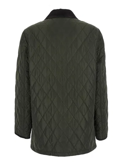Burberry Quilted Country Jacket Corduroy Collar In Green