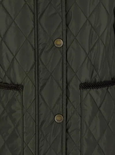 Burberry Quilted Country Jacket Corduroy Collar In Green