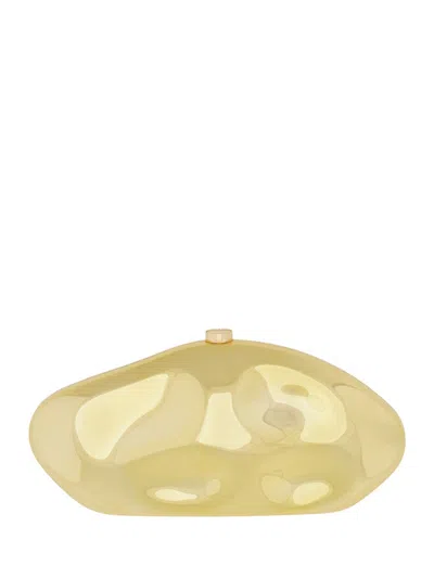 Cult Gaia Glossy Structured Clutch Bag Design In Gold