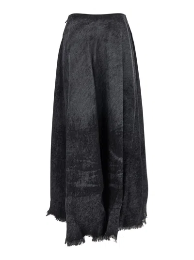 Diesel Full Skirt In Lasered Cotton-hemp Denim In Black