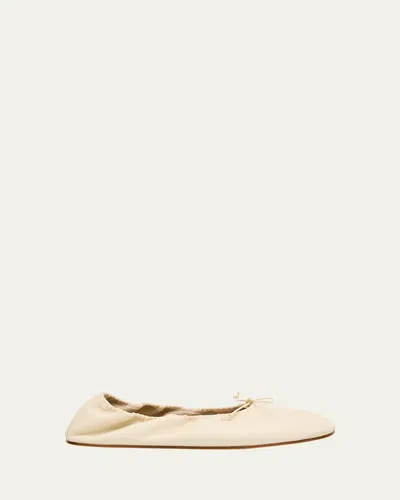 The Row Awar Elasticated Satin Ballet Flats In Neutral