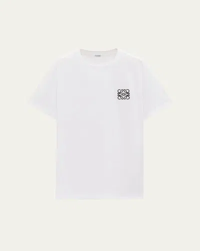 Loewe Two-tone Anagram Embroidery Cotton T-shirt Clothing In White