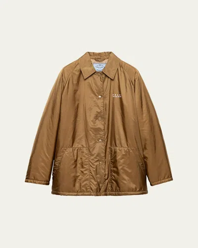 Prada Fleece-lined Re-nylon Jacket In Brown