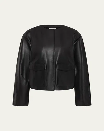 St Agni Utility Cocoon Leather Jacket In Black