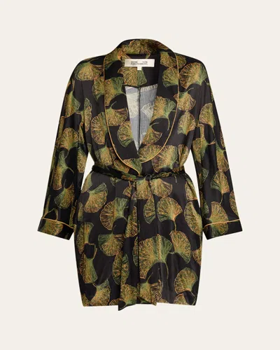 Diane Von Furstenberg Magda Viscose Leaf-print Wrap Jacket In Multi