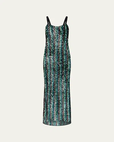 Diane Von Furstenberg X Henry Zankov Nolita Striped Sequin Net Maxi Dress In Multi