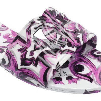Dolce & Gabbana Dolce&gabbana Women Maiolica Print Slides In Purple