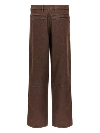 Dries Van Noten Wide Leg Trousers Zip Pockets In Brown
