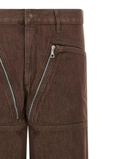 Dries Van Noten Wide Leg Trousers Zip Pockets In Brown