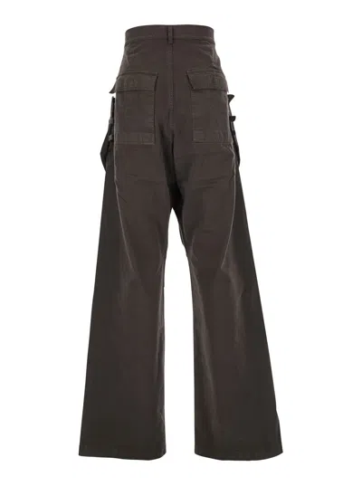 Drkshdw Stefan Brown Wide Leg Cargo Pants With Patch Pockets In Cotton Man In Brown
