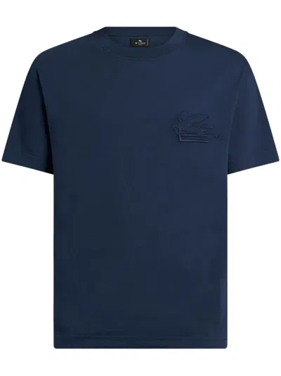 Etro T-shirt With Logo In Blue
