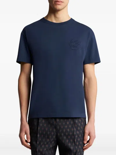Etro T-shirt With Logo In Blue