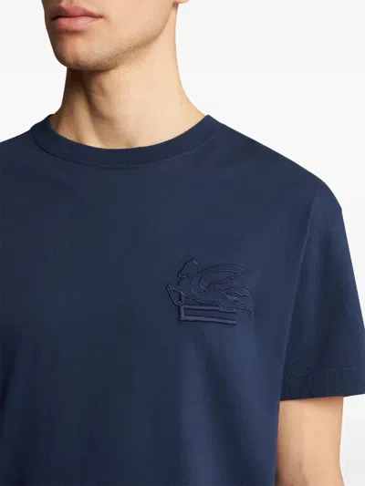 Etro T-shirt With Logo In Blue