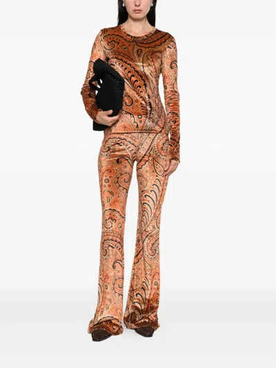 Etro Paisley-print Flared Viscose Trousers In Multi