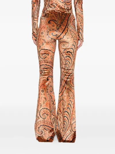 Etro Paisley-print Flared Viscose Trousers In Multi