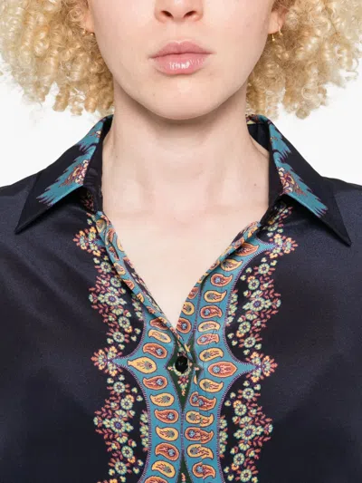 Etro Paisley-print Silk Shirt In Blue