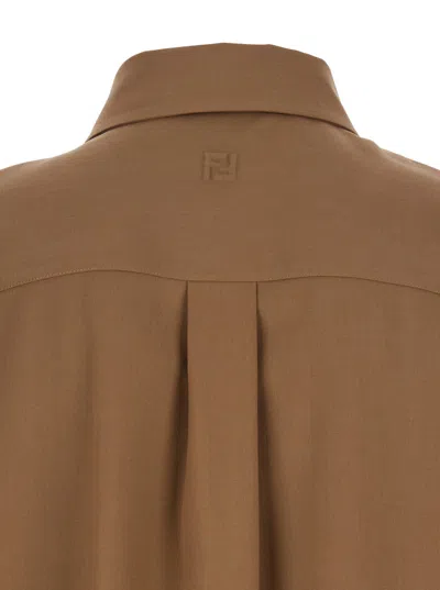Fendi Luxurious Wool Long Sleeve Shirt In Brown