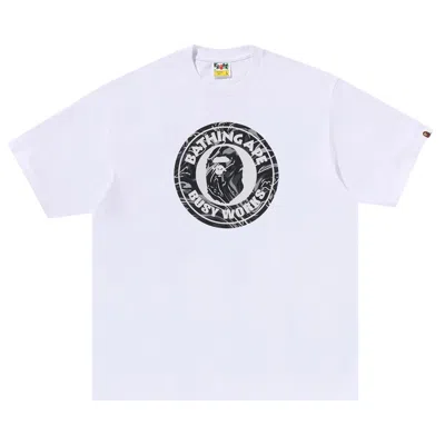 Pre-owned Bape Marbling Camo Busy Works Relaxed Fit Tee 'white' | Men's Size M