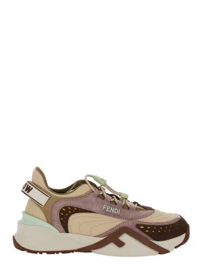 Fendi Multicolor Logo Sneakers In Brown