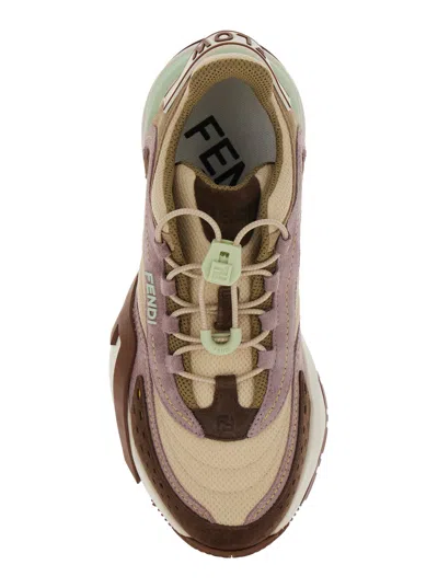 Fendi Multicolor Logo Sneakers In Brown