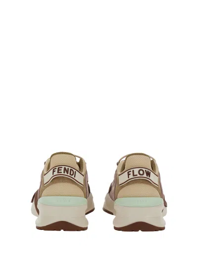 Fendi Multicolor Logo Sneakers In Brown