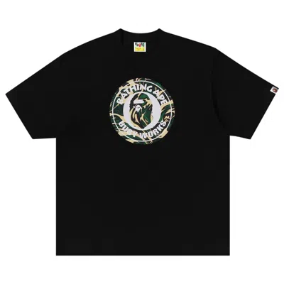 Pre-owned Bape Marbling Camo Busy Works Relaxed Fit Tee 'black' | Men's Size L