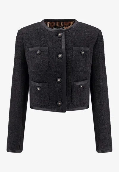 Dolce & Gabbana Cotton And Viscose Blazer With Animalier Print Lining In Black