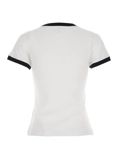 Ganni Women White Crewneck T-shirt With Maxi Logo On The Front In Cotton Jersey Woman In White