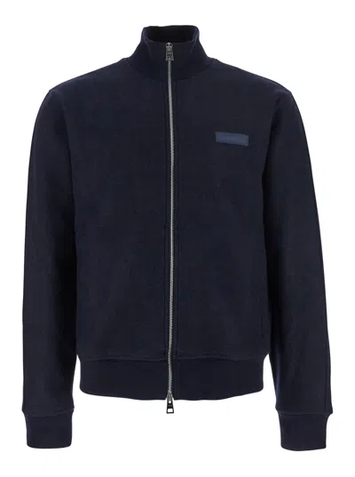 Givenchy Blue Jacket With High Neck And Logo Patch On The Front In Wool And Cashmere Blend Man