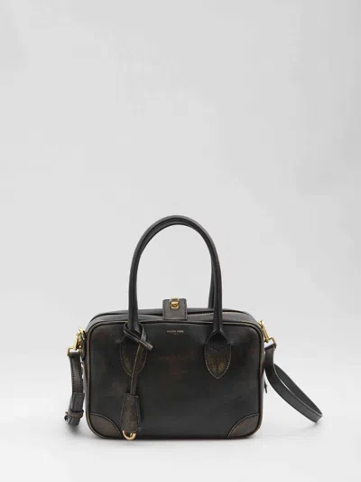 Golden Goose Vintage Leather Tote Bag With Adjustable Strap In Black