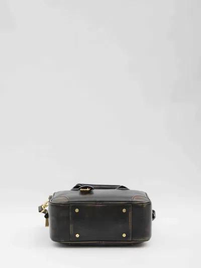 Golden Goose Vintage Leather Tote Bag With Adjustable Strap In Black