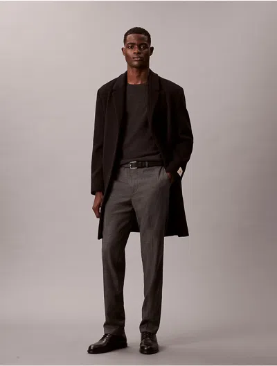 Calvin Klein Men's Viscose Blend Check Slim Trouser In Gray