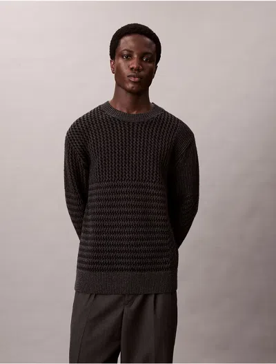 Calvin Klein Men's Wool Blend Patterned Relaxed Sweater In Brown