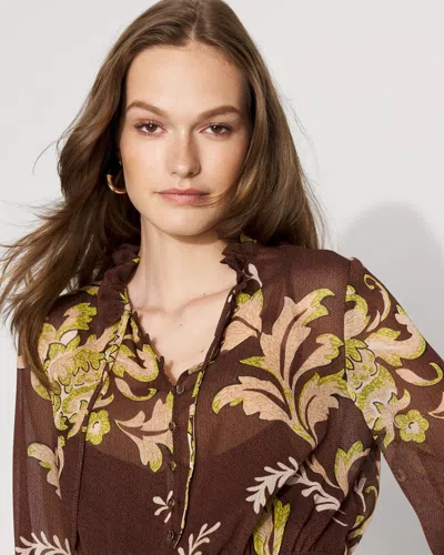 White House Black Market Petite Floral Blouson Dress In Brown