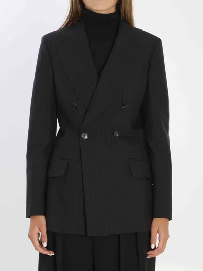 Gucci Embroidered Wool Blazer With Notched Lapels And Pockets In Black