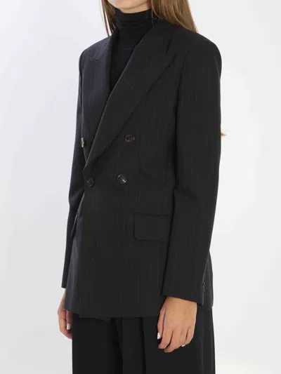 Gucci Embroidered Wool Blazer With Notched Lapels And Pockets In Black